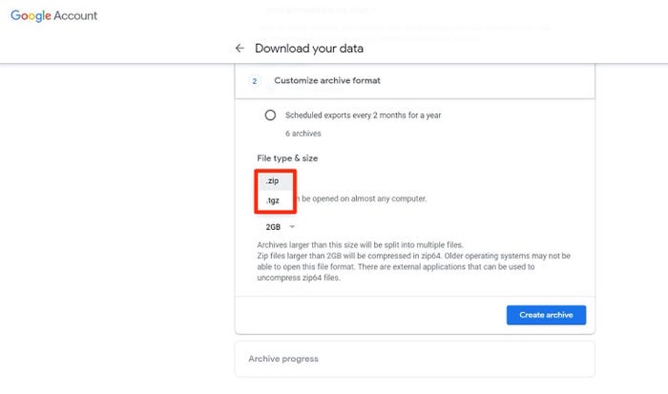 google account download data