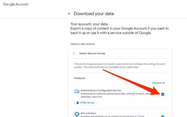 google account settings menu