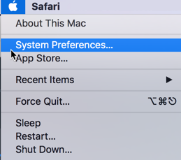 apple menu with system preferences highlighted